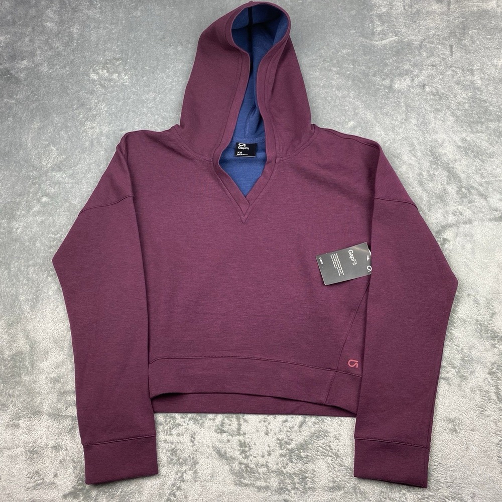 GAP Women's Plum Hooded Sweatshirt with Blue Lining
